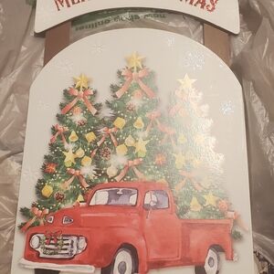 Vintage Red Truck Christmas Wall Art
